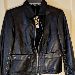 Black leather jacket small